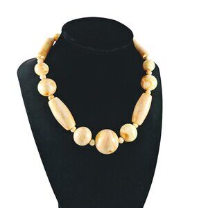 Vintage 1960s Hong Kong Yellow & Orange Beaded Necklace